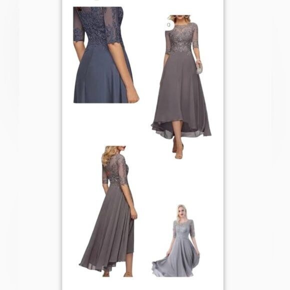 Novia Womens A-Line Asymmetrical Chiffon Evening Dress With Sequined Bodice - Picture 10 of 15